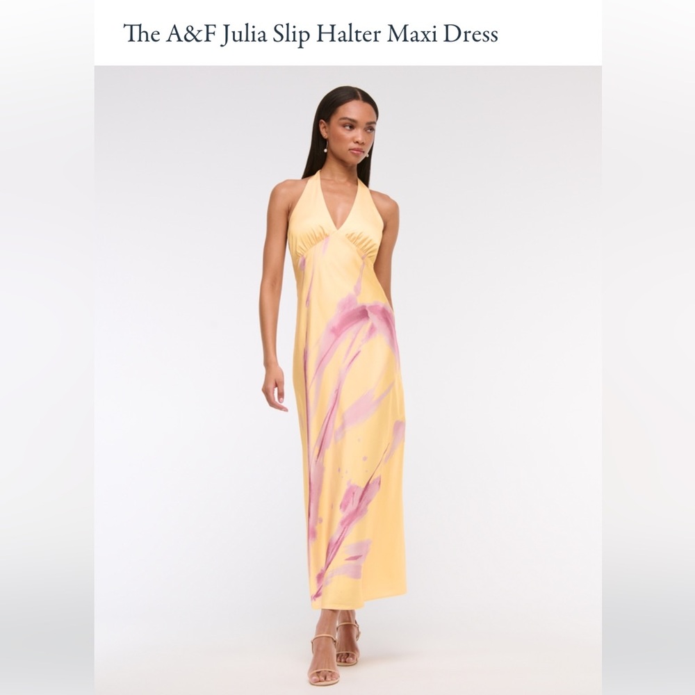Abercrombie & Fitch Yellow and Pink Maxi Dress